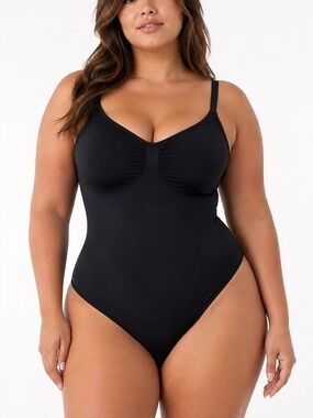 SHAPERX Black Shapewear Brief Bodysuit
